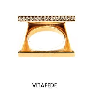 VitaFede Gold Geometric Ring with Crystals